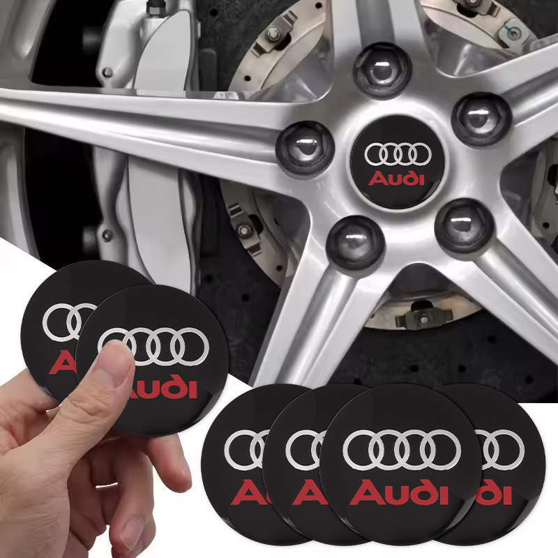 4pcs 56MM รถศูนย์ล้อ Hub Cap Badge สติกเกอร์โลโก้สําหรับ Audi A1 A3 A4 A5 A6 A7 A8 Q2 Q3 Q5 Q7 TT S 