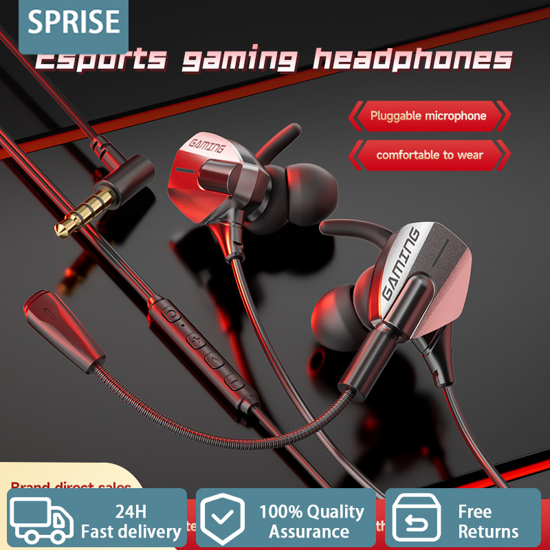 SPRISE G68 หูฟังแบบมีสายสําหรับเล่นเกม Esport พร้อม 2 ไมโครโฟนเบส Latency ต่ําพิเศษ HiFi หูฟัง Universal 3.5 มม./TypeC