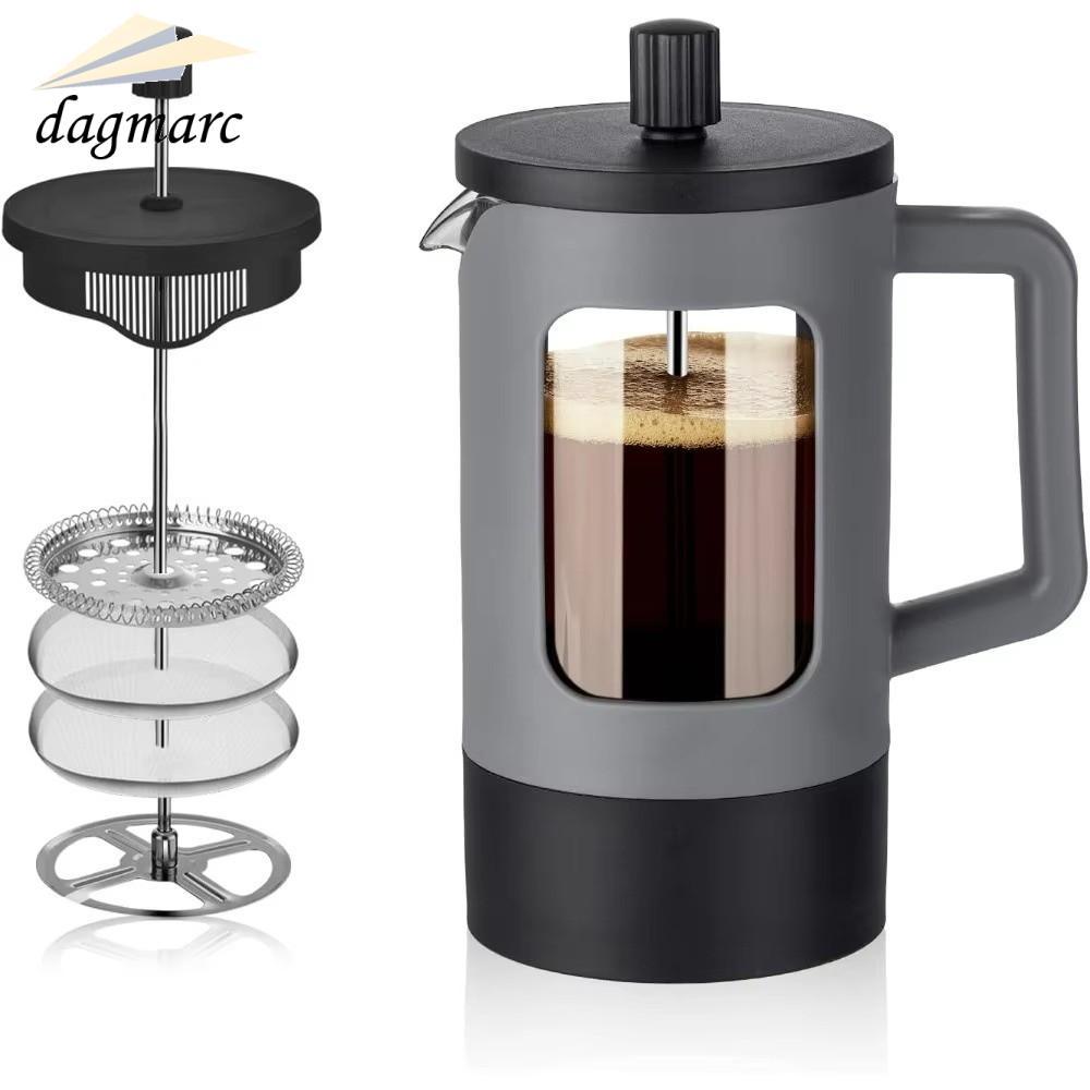 DAGMARC เครื่องชงกาแฟ French Press, ทนความร้อน 600ml Tea Coffee Brewer, แก้ว Borosilicate แบบพกพา An