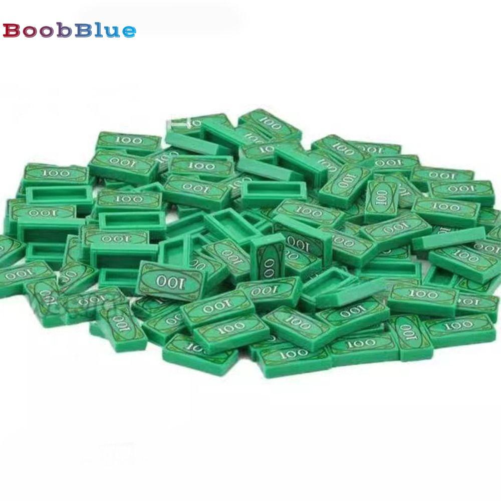 BOOBBLUE ของเล่นบล็อกตัวต่อ 20 ชิ้น, เศรษฐีดอลลาร์ USD อุปกรณ์เสริมบล็อกเม็ดเล็ก, เงินสีเขียวตลกเด็ก