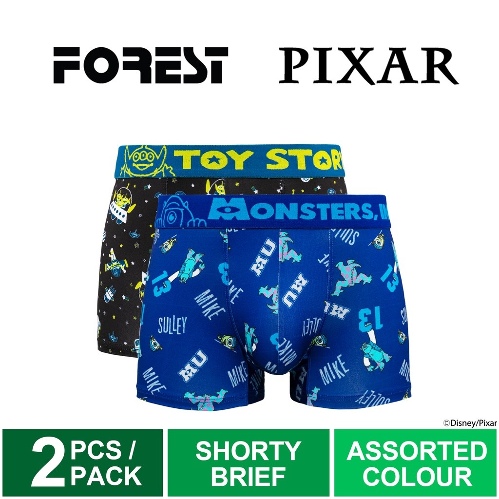 SG2 (2 ชิ้น) Forest X Pixar Men Shorty Brief MicroFibre Spandex Men ชุดชั้นในคละสี - WUD0002S