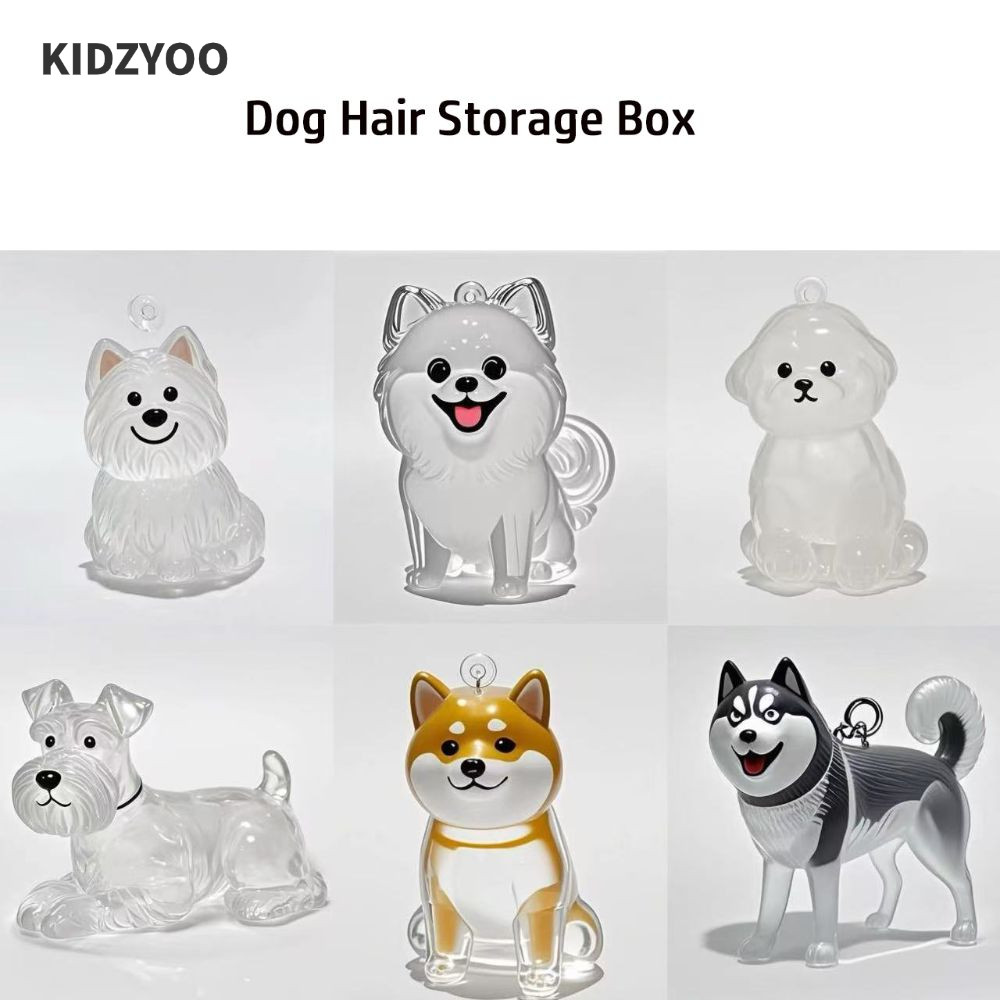 KIDZYOO จี้เก็บขนสุนัข, ของขวัญกล่องเก็บขนสุนัขแบบพกพา, ความคิดสร้างสรรค์โปร่งใส Bichon Husky Corgi สัตว์เลี้ยงสนุกพวงกุญแจสัตว์เลี้ยงอนุสรณ์
