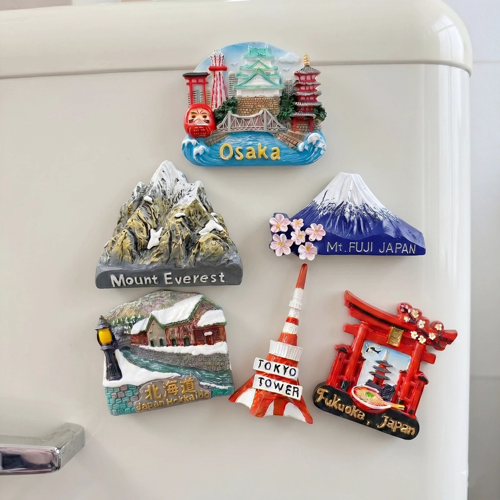 ความงาม 3D บรรเทาตู้เย็นแม่เหล็กคอลเลกชันญี่ปุ่น Landmark Mt Fuji/Tokyo/Osaka/Hokkaido การท่องเที่ยวของที่ระลึกตู้เย็นสติกเกอร์เครื่องประดับของขวัญ