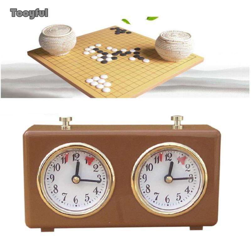 Tooyful Chess Board Game Timer Mechanical Analog Game Clock Retro Wood สําหรับการสอนและ Luxury Chess