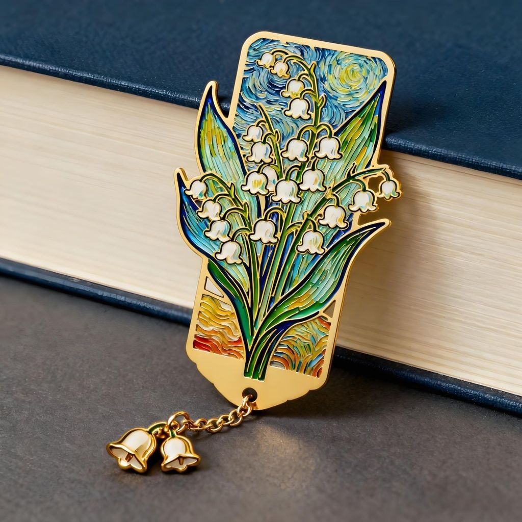 XINYI XINYI Starry Sky Lily of the Valley โลหะบุ๊คมาร์ควรรณกรรม Niche ประณีตของขวัญวันเกิด Cultural 