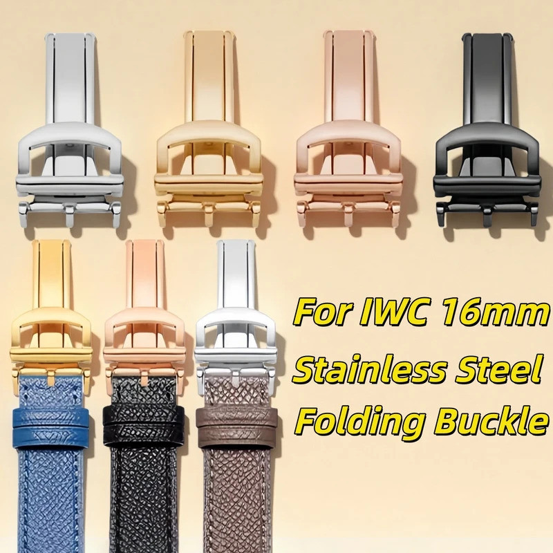 16mm Watch Buckle For IWC Nylon Rubber Leather Watch strap Stainless Steel Folding Buckle Replacemen