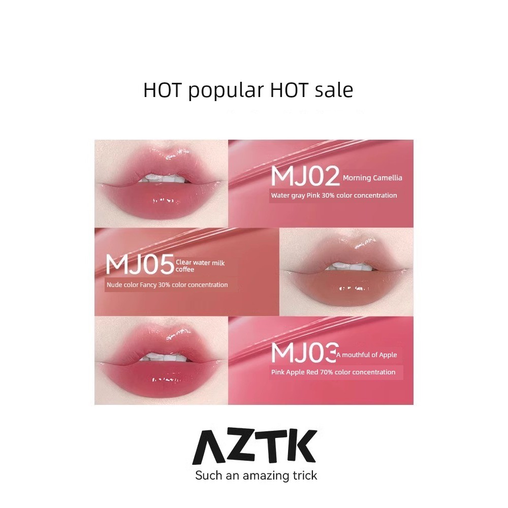 ลิปสติก ลิป A aztk Lip Jelly Lip Glaze Mirror Water Gloss ลิปสติกสีนู้ดฤดูใบไม้ร่วงฤดูหนาวไม่ง่ายที่