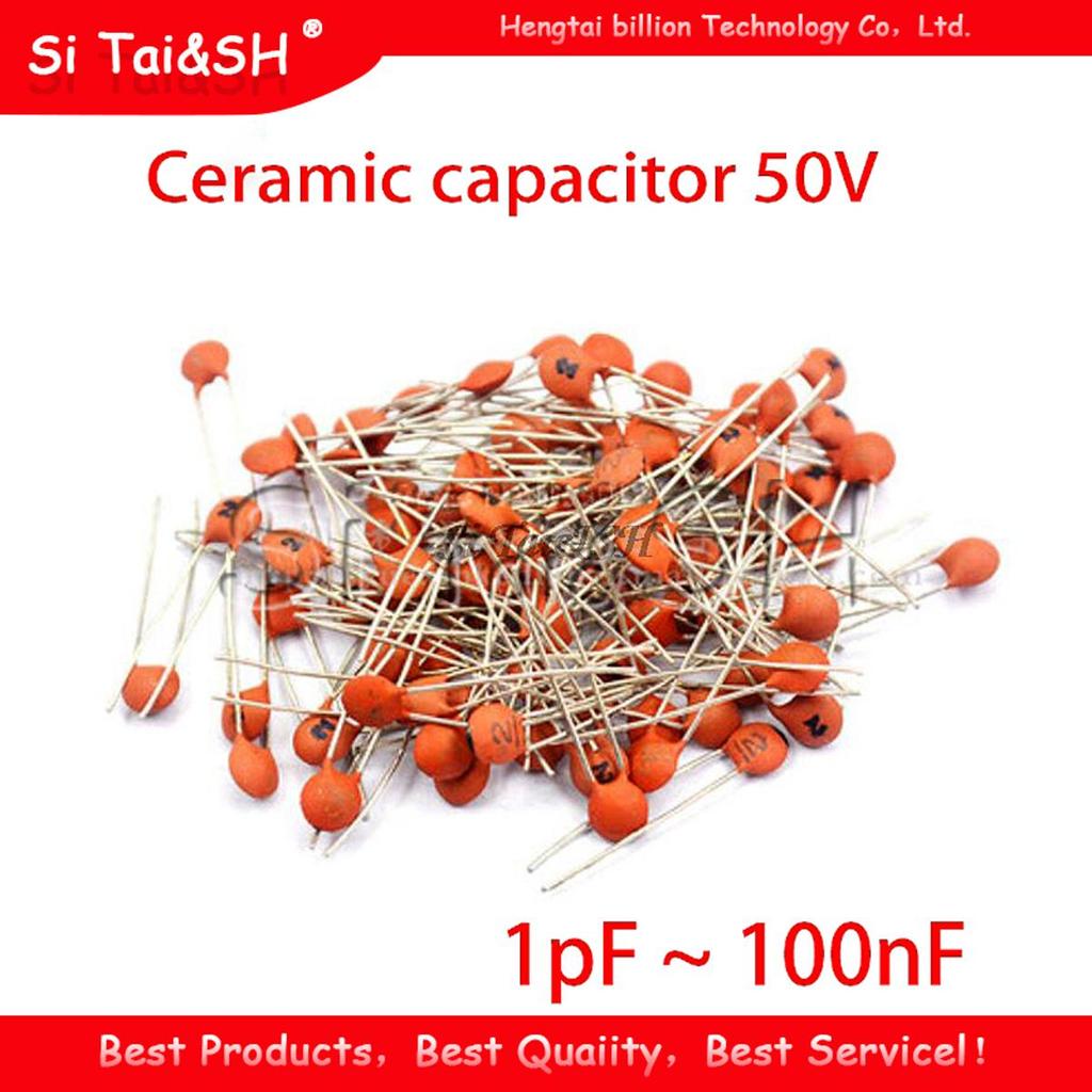 200pcs ตัวเก็บประจุเซรามิค 50V 1pF ~ 100nF 104 4.7PF 10PF 22PF 33PF 47PF 100PF 101 220PF 221 330PF 3