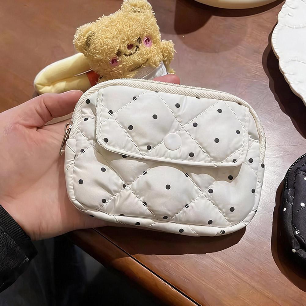 ผู้ถือบัตรกระเป๋าใส่เหรียญขนาดเล็ก Organizer ใหม่ Polka Dot น่ารักกระเป๋าสไตล์สําหรับ Ccd Cash K8g2