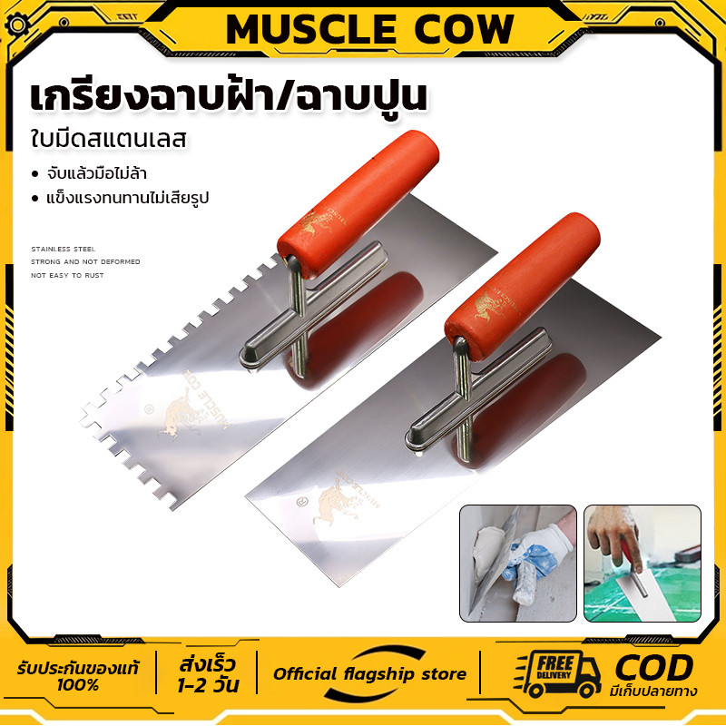 MUSCLE COW เกรียงหวี เกรียงขัด เกรียงสแตนเลส เกรียงเหลี่ยม ขนาด 10"