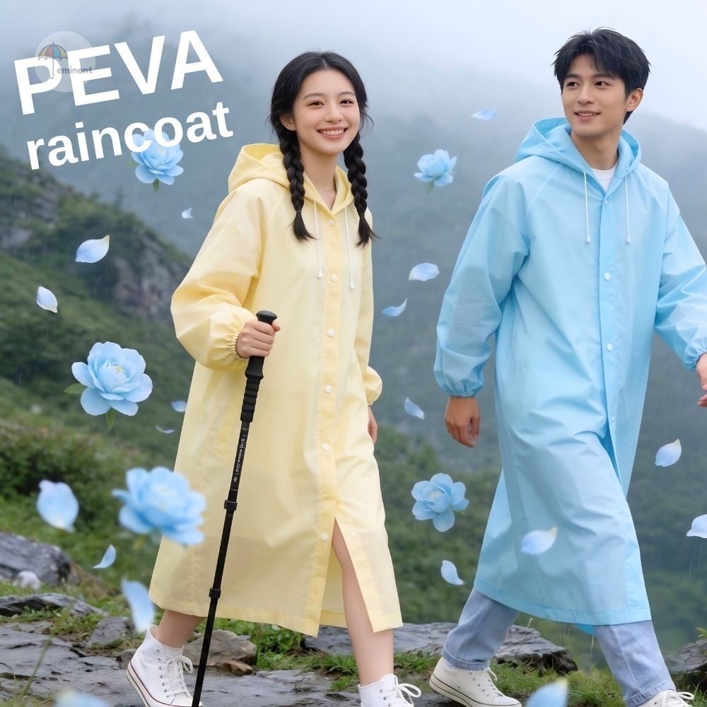 เสื้อกันฝน PEVA แบบมีกลิ่นหอม แขนจั๊ม มีฮูท สวมใส่สบาย ความยาว 150 cm โทนสีพาสเทล ใส่ได้ทุกเพศทุกวัย