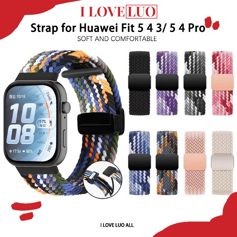 สายไนลอนถัก for Huawei Watch Fit 5 4 3 / 5 Pro / 4 Pro อุปกรณ์เสริมสายรัดข้อมือแม่เหล็ก