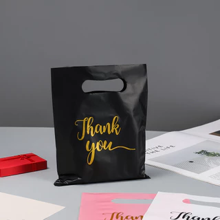 20-50ใบ ถุงหูหิ้ว PE พรีเมียม พิมพ์ Thank you ถุงพลาสติกหนา ถุงของขวัญ ถุงช้อปปิ้ง เครื่องประดับ