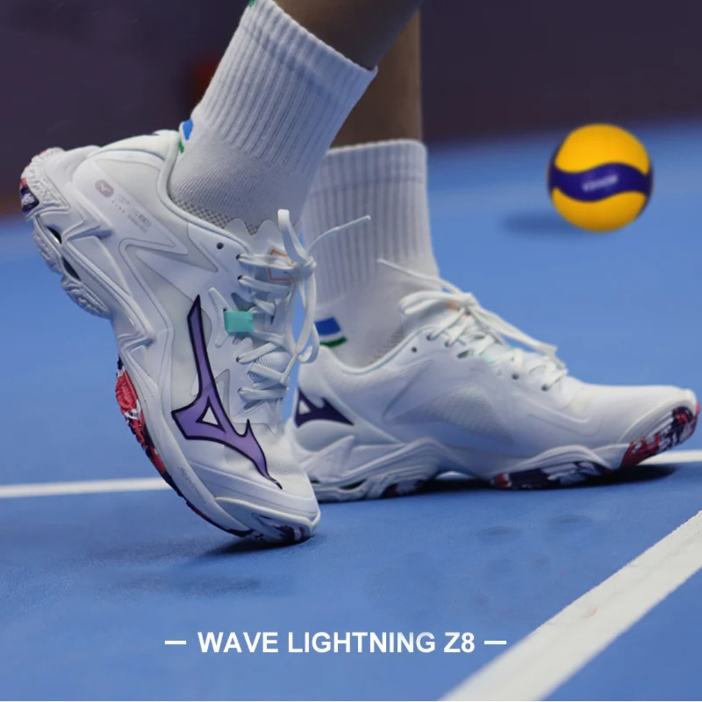 Mizuno WAVE Lightning Z8 Mechanical shock Absorbing ผู้ชายและผู้หญิงรองเท้าผ้าใบวอลเลย์บอลรองเท้าผ้าใบวอลเลย์บอลพร้อมกล่องรองเท้าสต็อกจัดส่งฟรี FUVJ