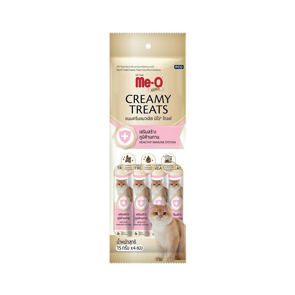 [สินค้าส่งด่วน] มีโอ โกลด์ แมวเลีย เสริมสร้างภูมิต้านทาน 15กX4 MEO GOLD CREAMY HEALTHY IMMUNE SYSTEM 15GX4 ราคาถูก Shopee Lazada