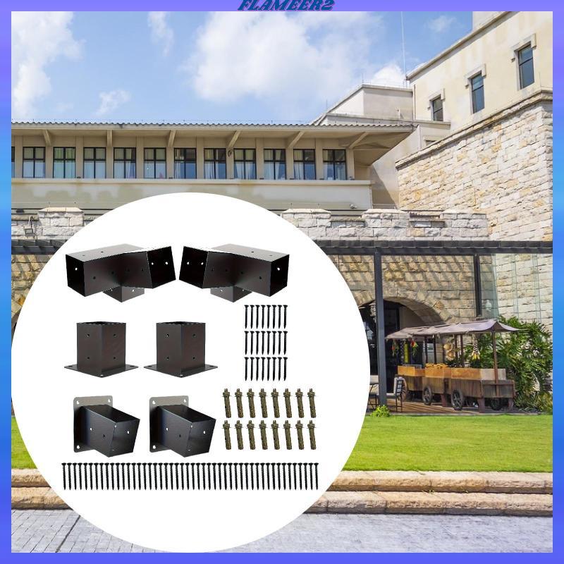 [Flameer2] Pergola Bracket Kit ไม้ Gazebo ชุด Woodwork Mount ฮาร์ดแวร์ 3 ทางมุมวงเล็บสําหรับ Park Lo