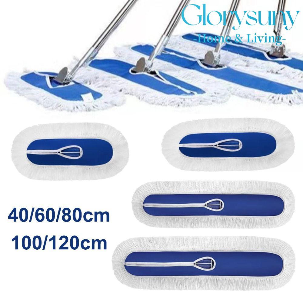 GLORYSUNY ผ้าเปลี่ยนม็อบแบน, ผ้าฝ้ายที่ถอดออกได้หัวม็อบขนาดใหญ่, ทนทาน Heavy Duty 40/60/80/100/120 ซม. ล้างทําความสะอาดได้ฝุ่น Mop Head Refill สําหรับขนาดมาตรฐาน Mop Frame
