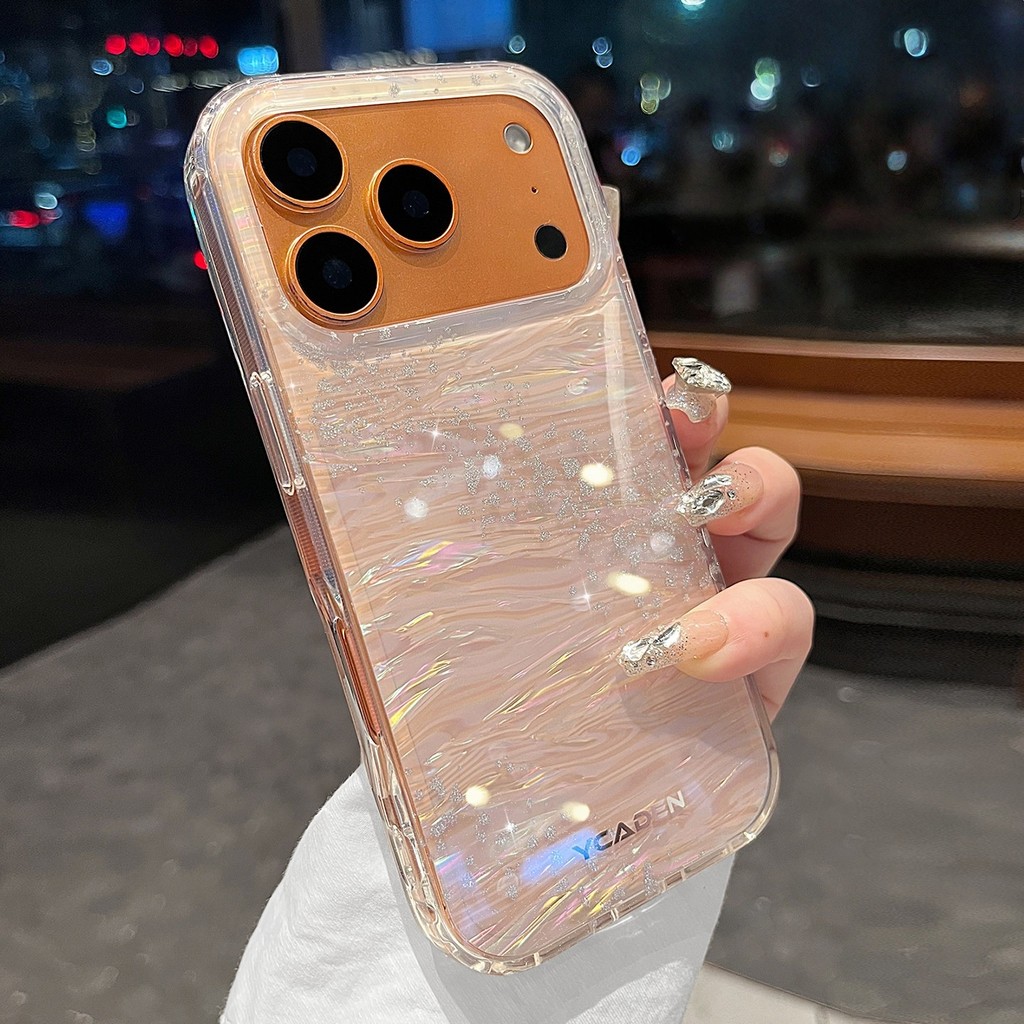 หรูหรา เคสซิลิโคนลายเปลือกเลเซอร์สําหรับ ไอโฟน 17 16 15 14 13 12 มือโปร สูงสุด กันกระแทกถุงลมนิรภัยฝาหลัง