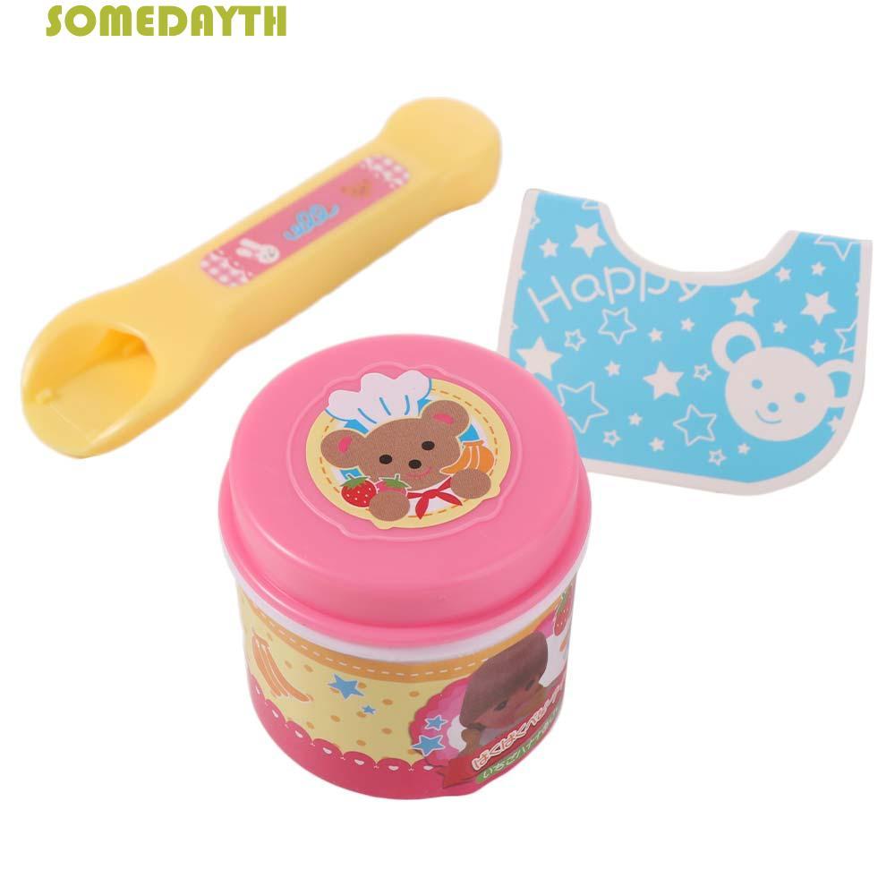 SOMEDAY Pudding Feeding Set, Early Education Pink Jelly Strawberry Pudding Toy, Novelty Food Feeding