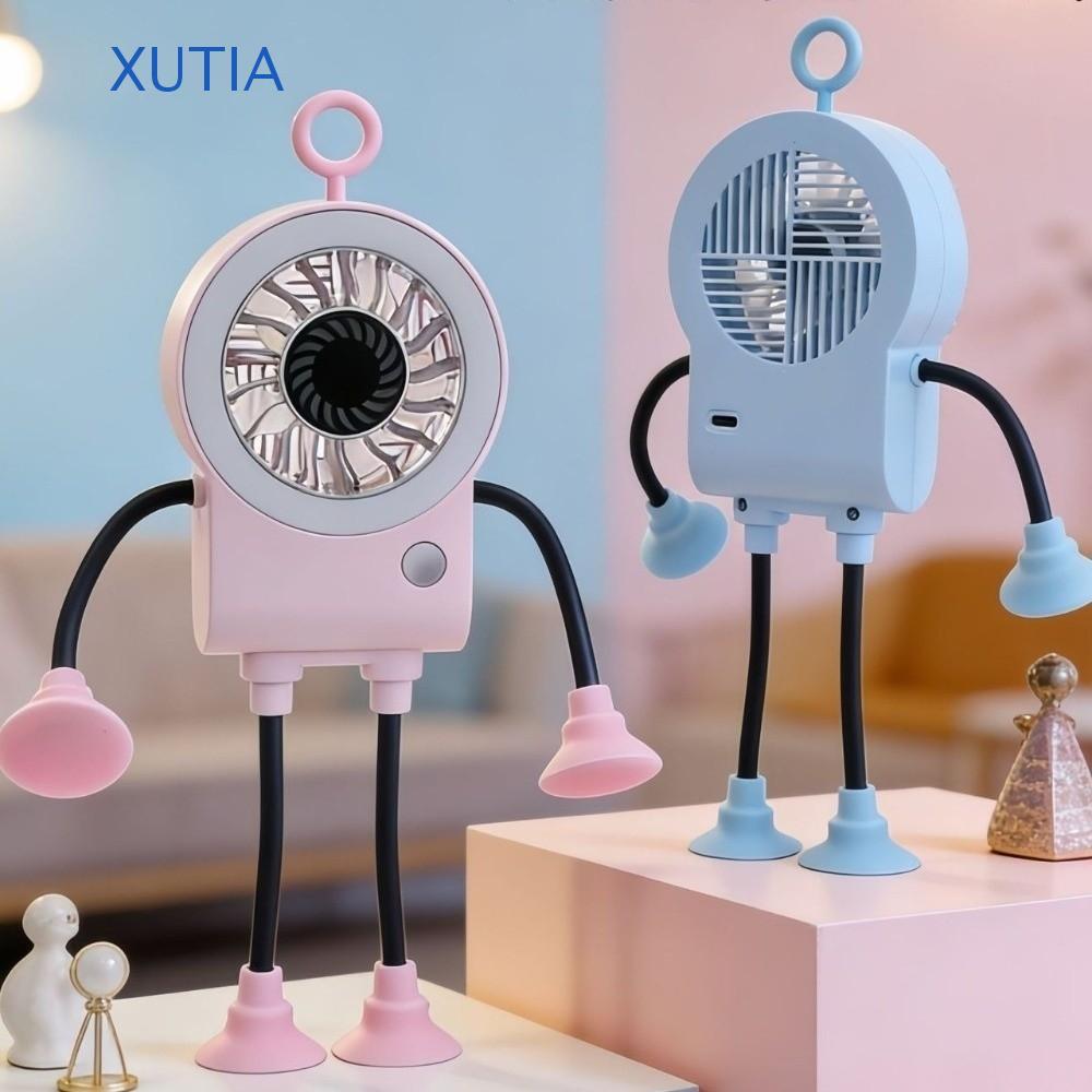 XUTIA พัดลม ยูเอสบี แบบพกพา,จอแสดงผลดิจิตอลยืดหยุ่น งอได้ หุ่นยนต์ดูดถ้วยพัดลม,สร้างสรรค์เงียบการดําเนินงาน5ความเร็วปรับ ยูเอสบี ชาร์จมินิดูดพัดลมใช