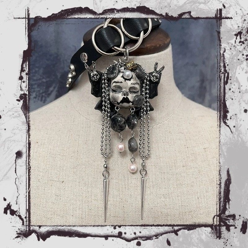 สร้อยคอ ตุ๊กตาผีเสื้อ Handmade Niche Gothic Dark สไตล์ Heavy Metal Collar hr