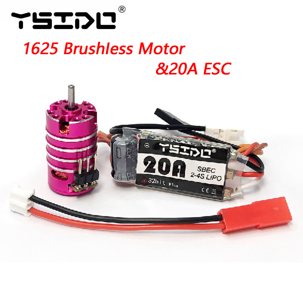 YSIDO 1625 3500KV 6000KV 7500KV 11000KV มอเตอร์ไร้แปรง w/20A ESC Combo สําหรับ Wltoys Traxxas RC 1/2