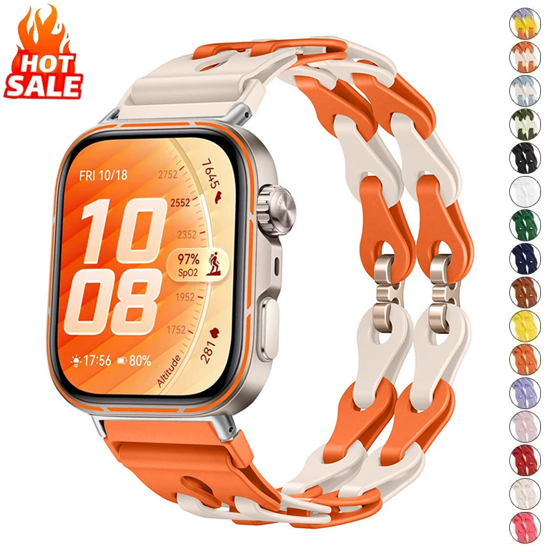 สายซิลิโคนโซ่แฟชั่น (ไม่มีนาฬิกา) เข้ากันได้กับ Huawei Watch Fit 5 Pro/fit 5/fit 4/Fit 4 Pro/fit 3 2 1 สาย Soft Band สําหรับ Huawei Watch Fit5 Fit4 Fit3