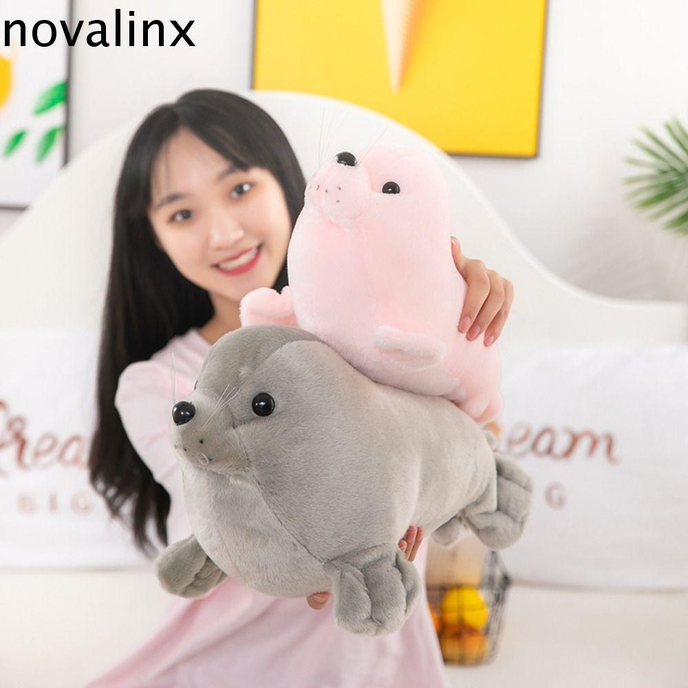 NOVALINX Seal ตุ๊กตาตุ๊กตา, Fluffy Soft Seal Plush ตุ๊กตาของเล่น, Cozy Fur น่ารัก Comfy Sea Lion Plu
