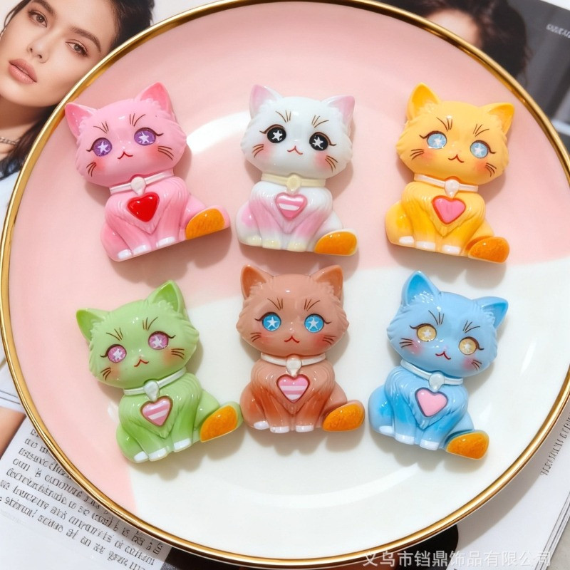 20ชิ้นนั่งแมวน่ารักเรซิ่นเสน่ห์สําหรับ ทําเอง(6-272)