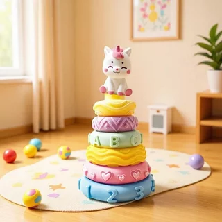 Berma Baby ของเล่นห่วงเรียงซ้อน ห่วงเจดีย์สวมหลัก ห่วงหลากสี ของเล่นเพื่อการศึกษา อายุ 1-3 ปี