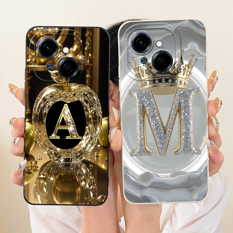 ปลอก Tecno Spark Go 1 กรณีความงามหรูหรา AZ ตัวอักษรแฟชั่น Crown 2D ทาสีปกหลัง Techno Spark Go 1
