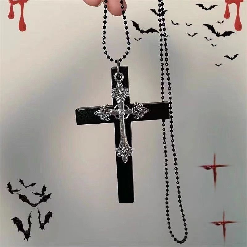 Dark Series Retro ไม้สร้อยคอหญิง y2k เอเชียวัฒนธรรม Gothic Punk อุปกรณ์เสริมยาว Clavicle Chain 5.6dd