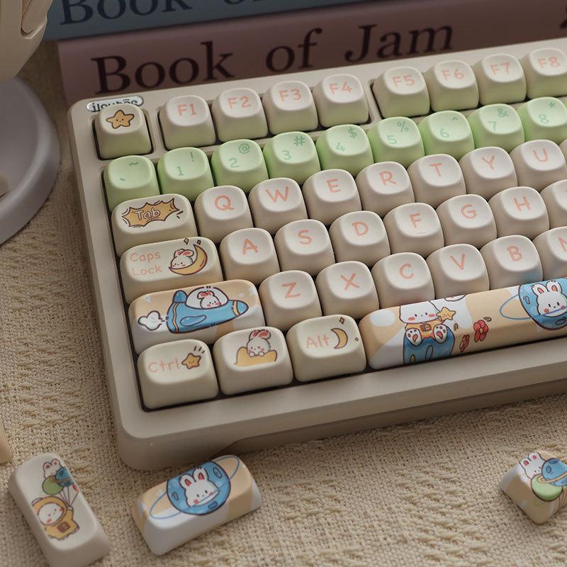 Space Rabbit Keycap นมสีชมพูน่ารัก MOA ความสูง Square Sublimation Ningzhi 68 75 98 S99 104RK