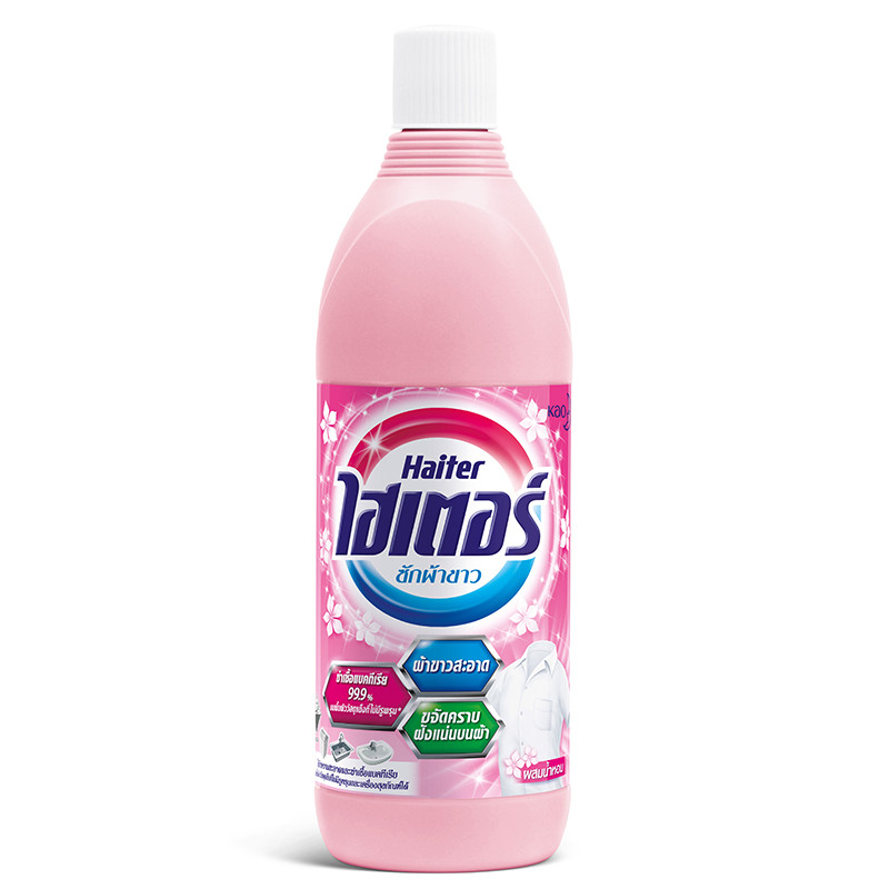 ไฮเตอร์น้ำยาซักผ้าขาวสีชมพู 600มล. Haiter Liquid Bleach Pink 600ml. [หมายเลขบาร์โค้ด 8851818613300 ]
