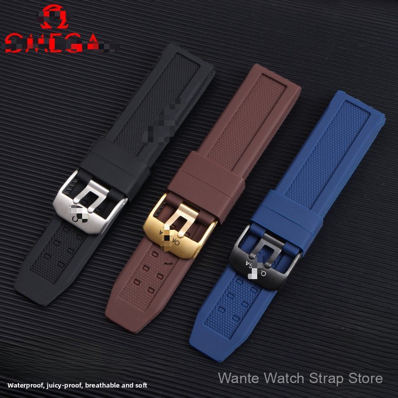 สายรัดซิลิโคน Omg ขนาด 20-24 มม. สําหรับ Seamaster 300/Speedmaster/De Ville - เปลี่ยนสายนาฬิกากันเหงื่อ