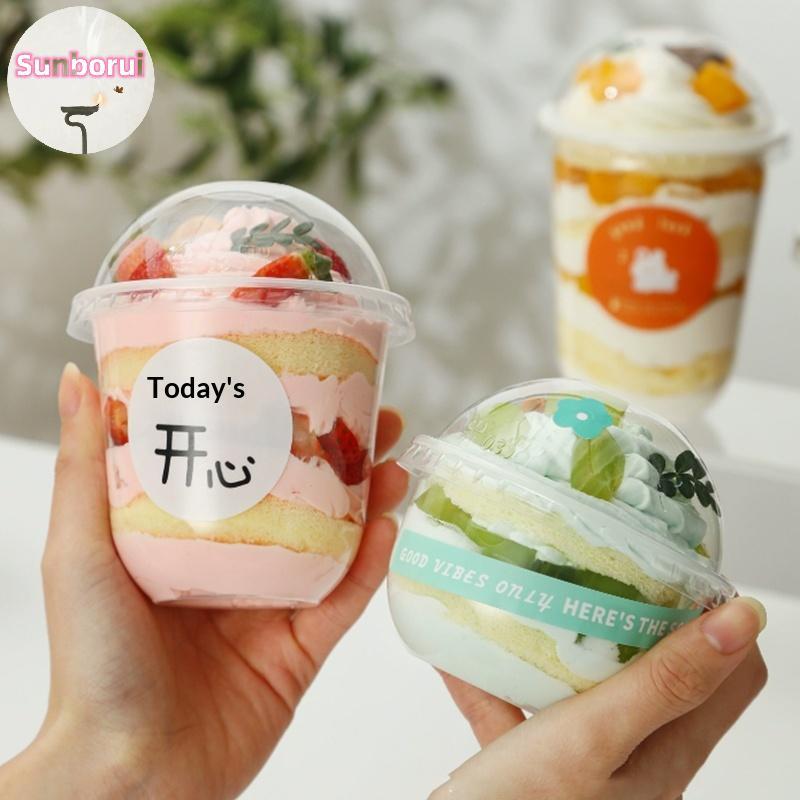 Sunborui พลาสติกทิ้งสลัดถ้วย 50PCS 250ML 300ML 360ML 500ML โปร่งใสขนมหวานสําหรับจัดเลี้ยงบุฟเฟ่ต์ปิค