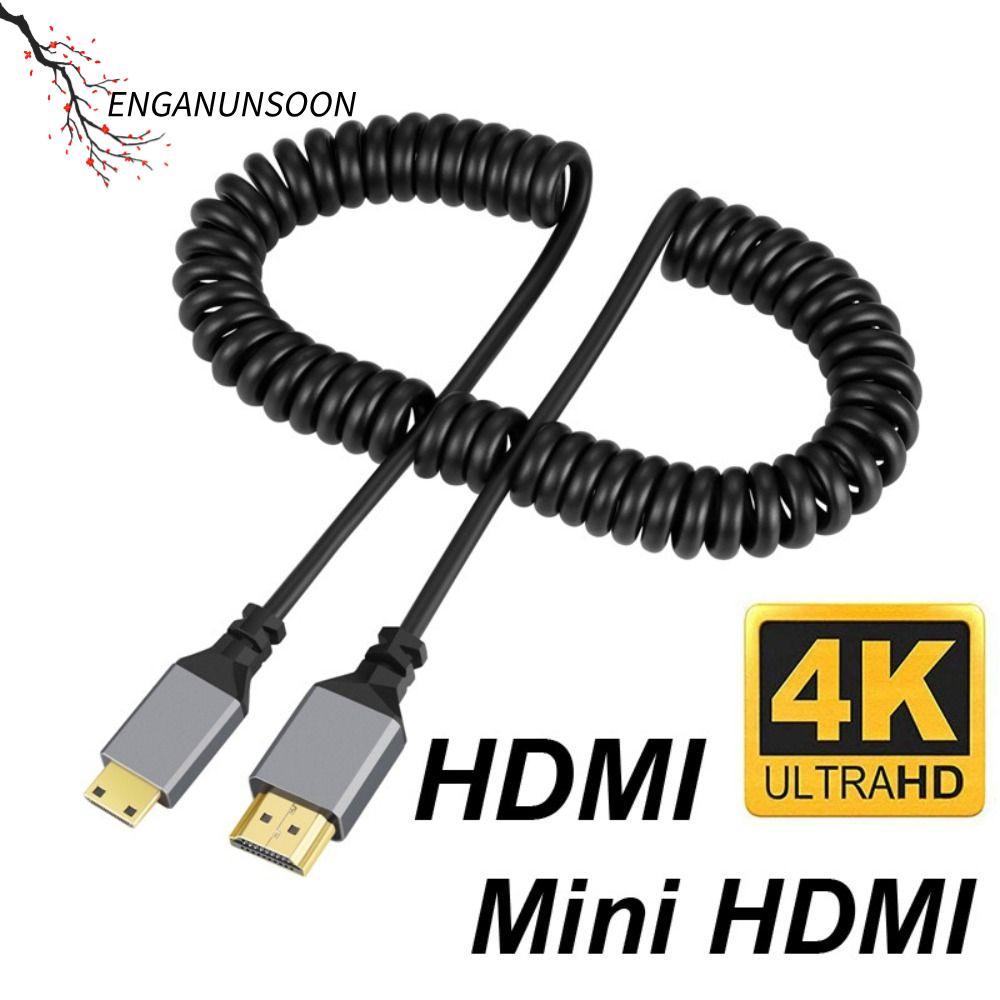 ENGANUNSOON สายสปริงที่รองรับ HDMI, สายต่อไมโครมินิ HDMI เป็นสายเกลียว HDMI, 4K 60HZ 0.5-2.4M สายปลั๊กชายกับชาย