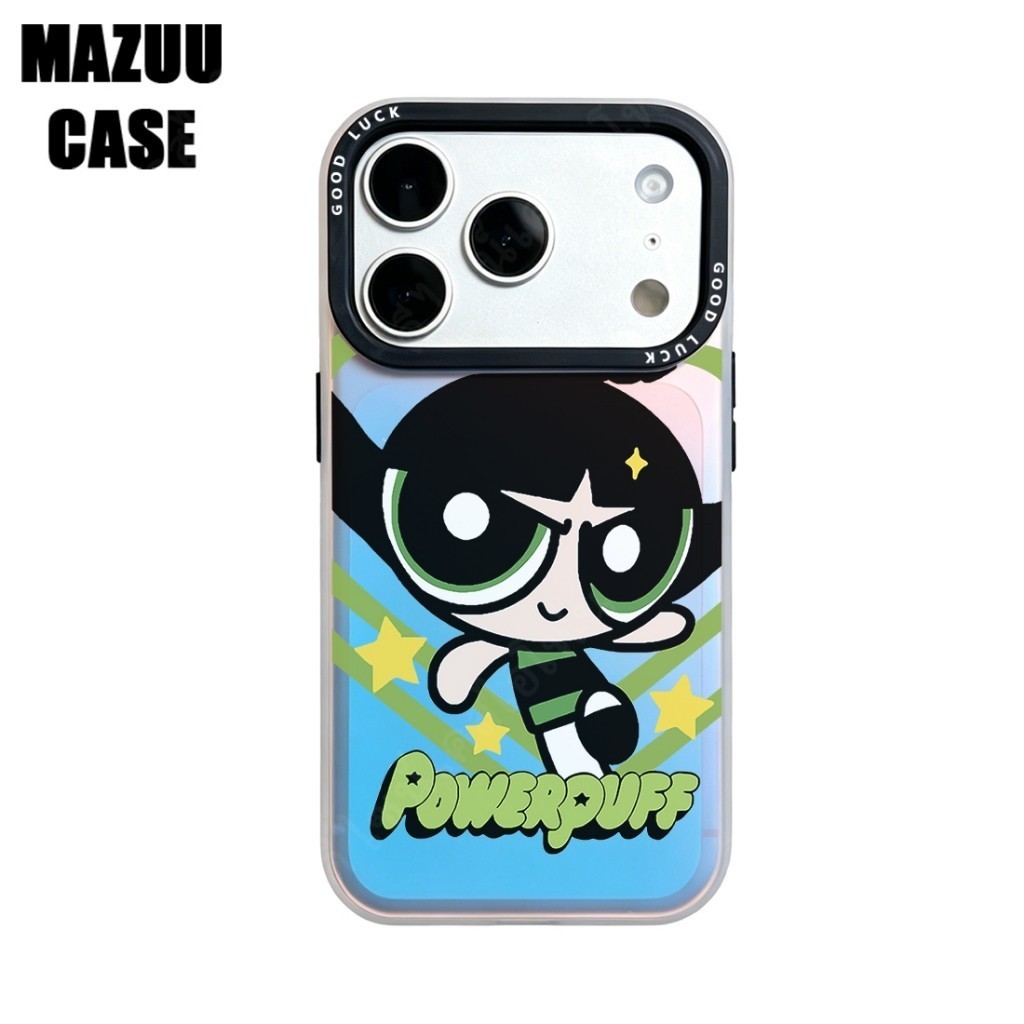 เคสไอโฟน วัสดุIMD เรืองแสง กรอบเลนส์ดำ ลายสาวน้อยสุดน่ารักสีเขียว ทันสมัย iPhone 17 16 15 14 13 Pro Max