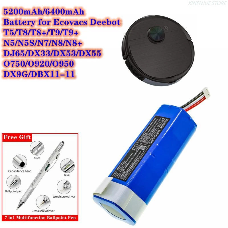 แบตเตอรี่ CS สําหรับ Ecovacs Deebot Ecovacs Deebot T5/T8/T8+/T9/T9+, N5/N5S/N7/N8/N8+,DJ65/DX33/DX53