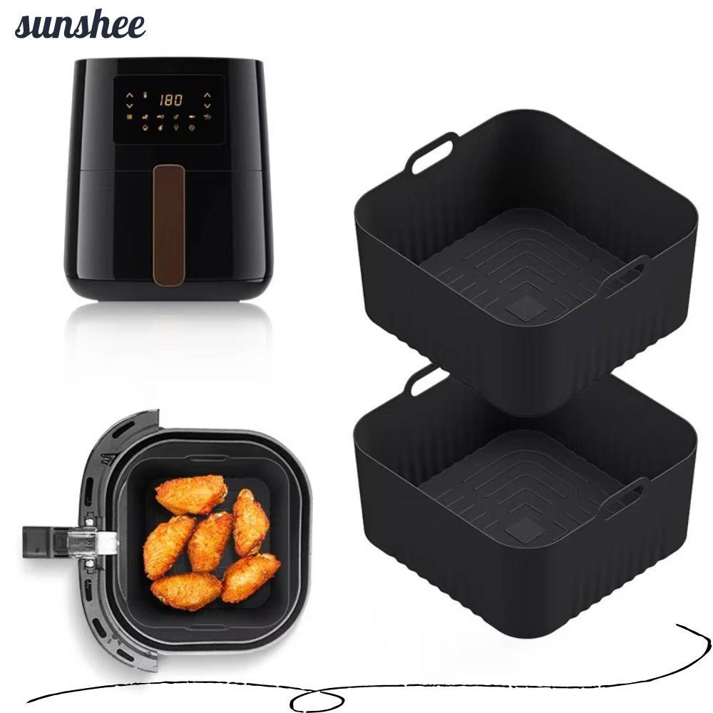 SUNSHEE Air Fryer Mould, Square Reusable Air Fryer ซิลิโคน Liners, Airfryer อุปกรณ์เสริม 17 ซม.4-5L 