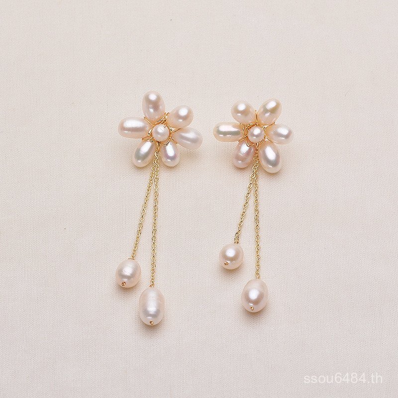 Original Pearl Nail ไข่มุกข้าวรูปน้ําจืด Hualien Ear Line Ear Design-Shaped Pearl Natural Di 7-8mm P