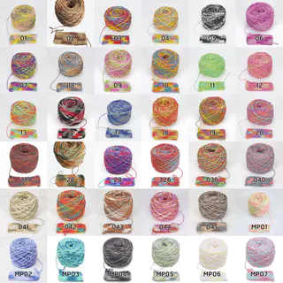 เชือกฟอกนิ่ม สีเหลือบ 200 กรัม ถักกระเป๋า คอตตอนเกลียว ไหมสีรุ่ง