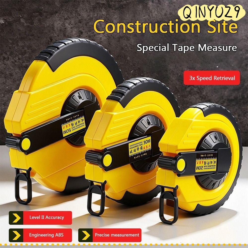 QINYUZ9QX เทปไฟเบอร์กลาส,ความแม่นยําสูงประหยัดแรงงานเทปวัด,Smooth Retraction 20m 30m 50m Quick Rewind Anti-Reverseยาวระยะทางเทปงานภาคสนาม