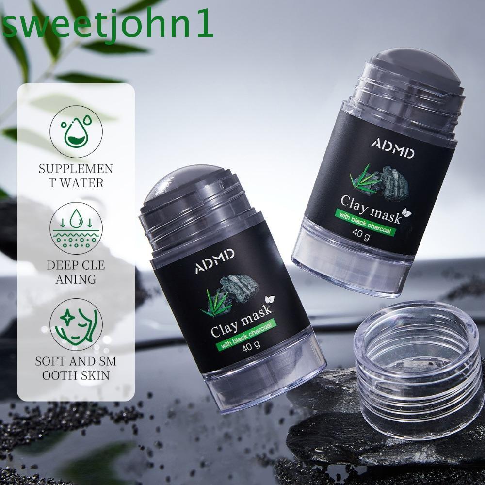 SWEETJOHN 2 ชิ้นถ่านไม้ไผ่มาส์กโคลนแท่งดูดซับลึก Blackhead Removal Oil Control Mask Stick, Pore Rinning Oil Absorbing Blackhead Mud Mask Facial Treatment