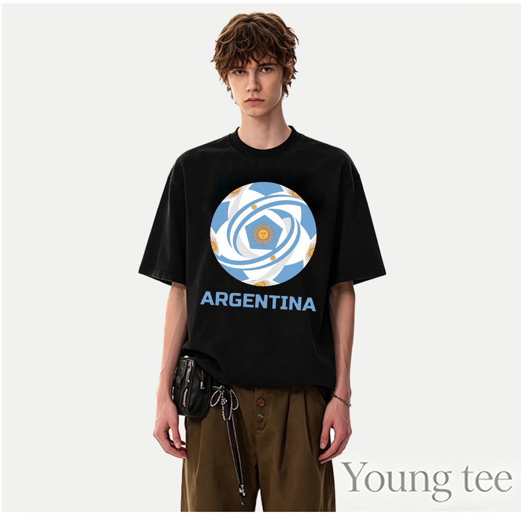 YOUNG T🔥🔥M~3XL เสื้อยืดธีมฟุตบอลโลก 2026 พิมพ์โลโก้ทีมชาติหลายประเทศ-888