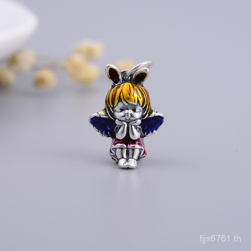 Gill เงินแท้ diys999 ครีม Angel อุปกรณ์เสริมจี้กาวสาวน้อยแขวนน่ารักสนับสนุนเครื่องประดับขายส่งจี้เงิ