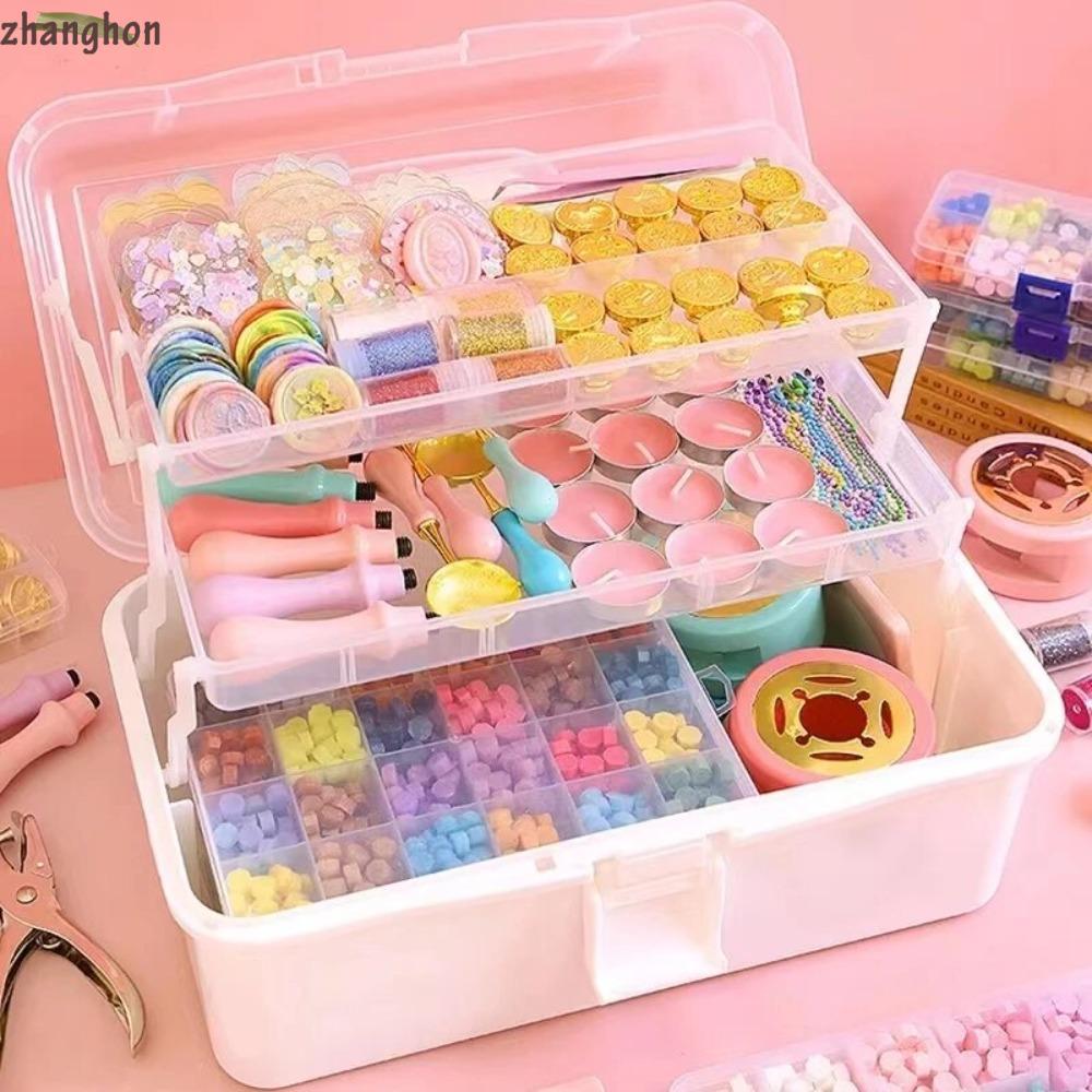 ZHANGHON กล่องเก็บของ, พับได้ 2/3 ชั้นแต่งหน้า Hairpin Organizer, แบบพกพาพลาสติกมัลติฟังก์ชั่นเล็บกล่องจัดเก็บ