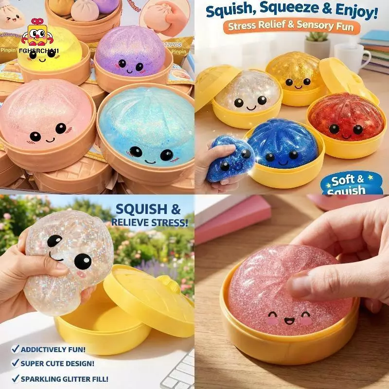 FG ขนาดใหญ่ Rainbow Dumpling Squishies นุ่มช้า Rebound Sensory Squeeze ของเล่นบรรเทาความวิตกกังวล Fidget ความเครียด Ball สําหรับ ADHD ออทิสติก HS