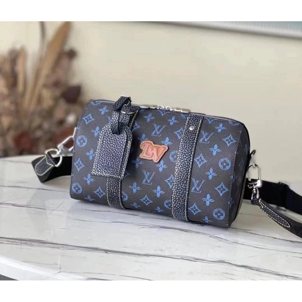 LV [Blue Pillow Bag CITY KEEPALL Pillow Bag Mens Shoulder Messenger Bag 27cm