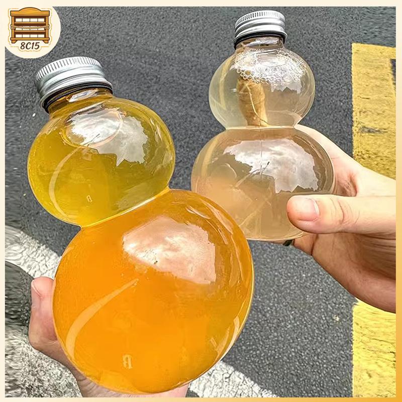 [8C15] 350/500ml Calabash Shape ขวดน้ําสําหรับนมชากาแฟน้ําผลไม้แบบพกพาถ้วยดื่มบ้านใสคั้นน้ําเครื่องด